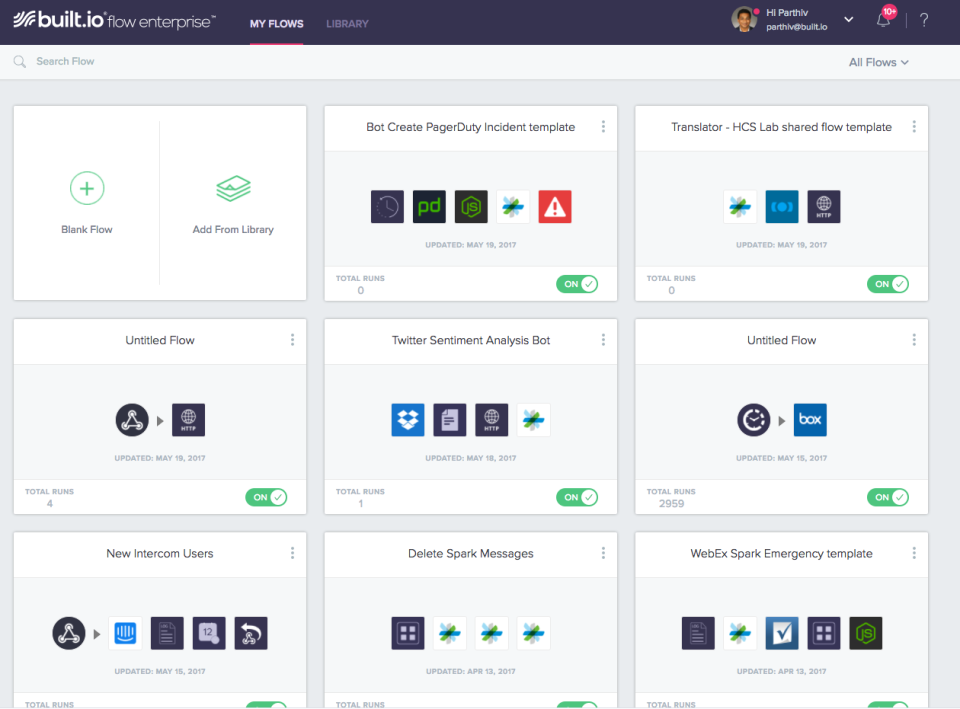 screenshot of Built.io Flow